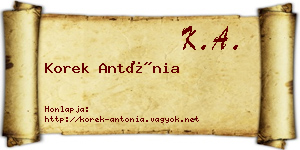 Korek Antónia névjegykártya