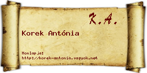 Korek Antónia névjegykártya